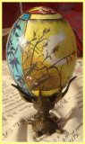 Painted Ostrich Egg with stand - meadow in the moon (sold)