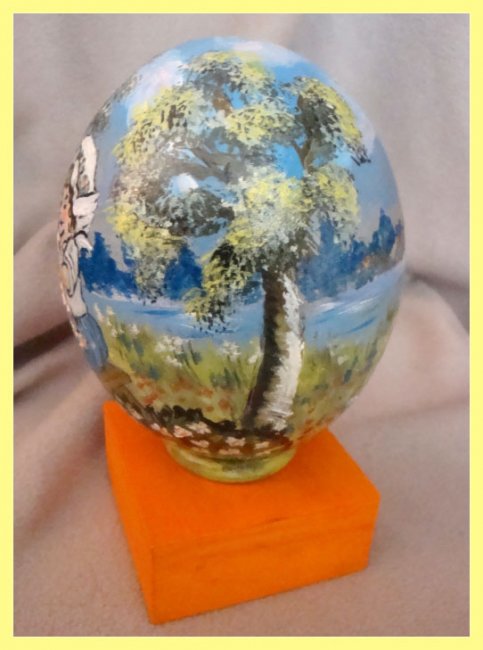 Painted Ostrich Egg - Have a break (sold) - Click Image to Close