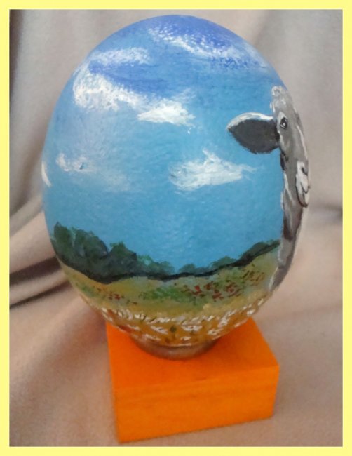 Painted Ostrich Egg - Sheep meadow - Click Image to Close