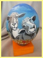 Painted Ostrich Egg - Sheep meadow