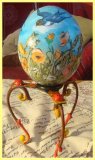 Painted Ostrich Egg with stand - Flower meadow (sold)