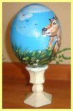 Painted Ostrich Egg - Goats in a Cornfield