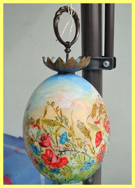 Painted Ostrich Egg - Meadow (sold) - Click Image to Close