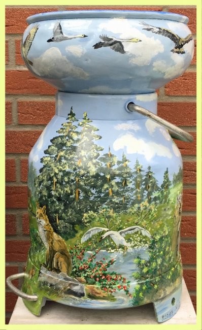 painted milk can in oil - Forest glade - Click Image to Close