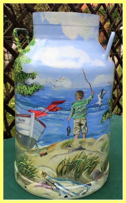 painted milk can in oil - North Sea (sold) - Click Image to Close