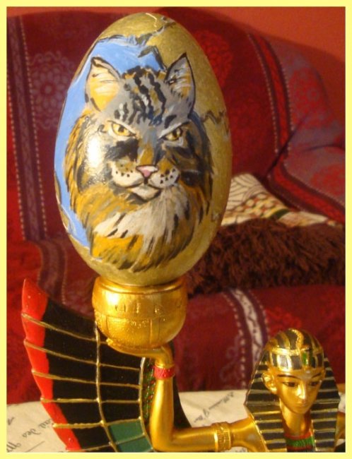 Two Painted Goose Eggs with stand - egypt - Click Image to Close
