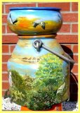 painted milk can in oil - Flight of cranes (sold)
