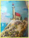bemalte Milchkanne - Leuchtturm am Meer (verkauft)