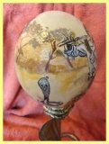 Painted Ostrich Egg with stand - snake charmer (sold)