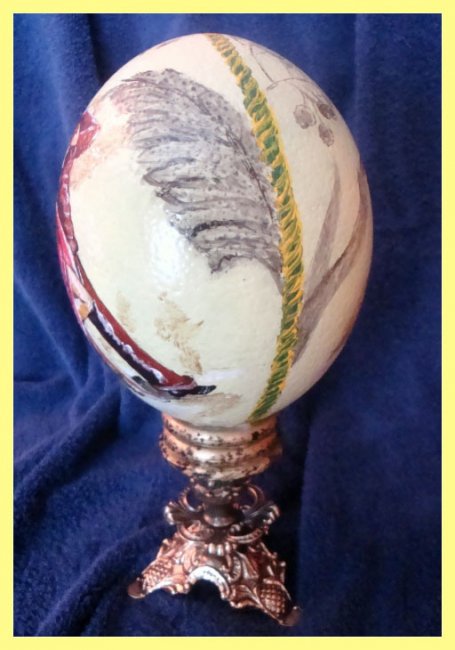 Painted Ostrich Egg with stand - Tango - Click Image to Close