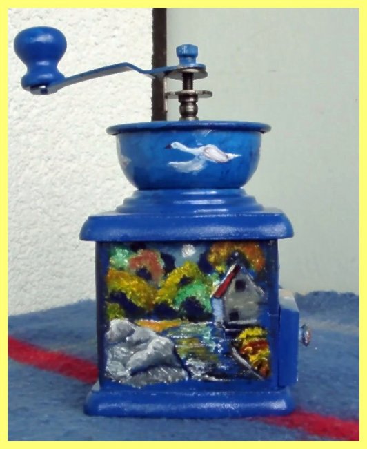 painted coffee mill (sold) - Click Image to Close