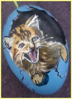 Painted Goose Egg - cat and beetle (sold)