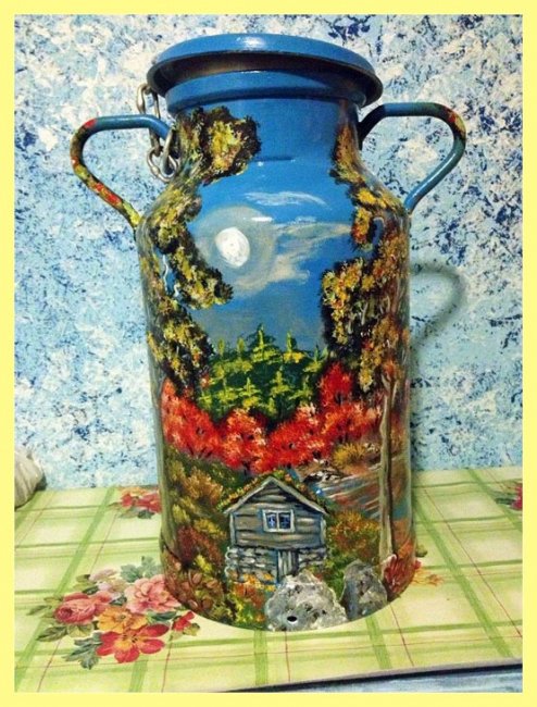 painted milk can - Norway (sold) - Click Image to Close