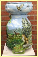 painted milk can in oil - Forest glade