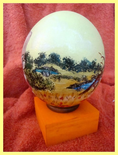 Painted Ostrich Egg - Cow Meadow (sold) - Click Image to Close