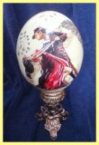 Painted Ostrich Egg with stand - Tango