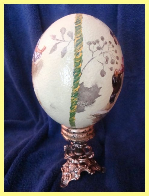 Painted Ostrich Egg with stand - Tango - Click Image to Close