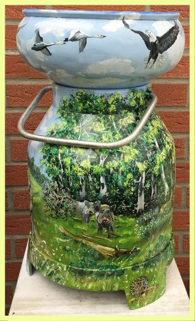 painted milk can in oil - Forest glade - Click Image to Close