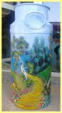 painted milk can - idyll on lake (sold)