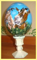 Painted Ostrich Egg - Goats in a Cornfield