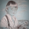 Sebastian - Portrait von Petra Rick 2008 - Graffitistift mit PastellSebastian als kleiner Junge
