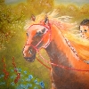 Die junge Reiterin - Tiermalerei von Petra Rick 2005 - Oel